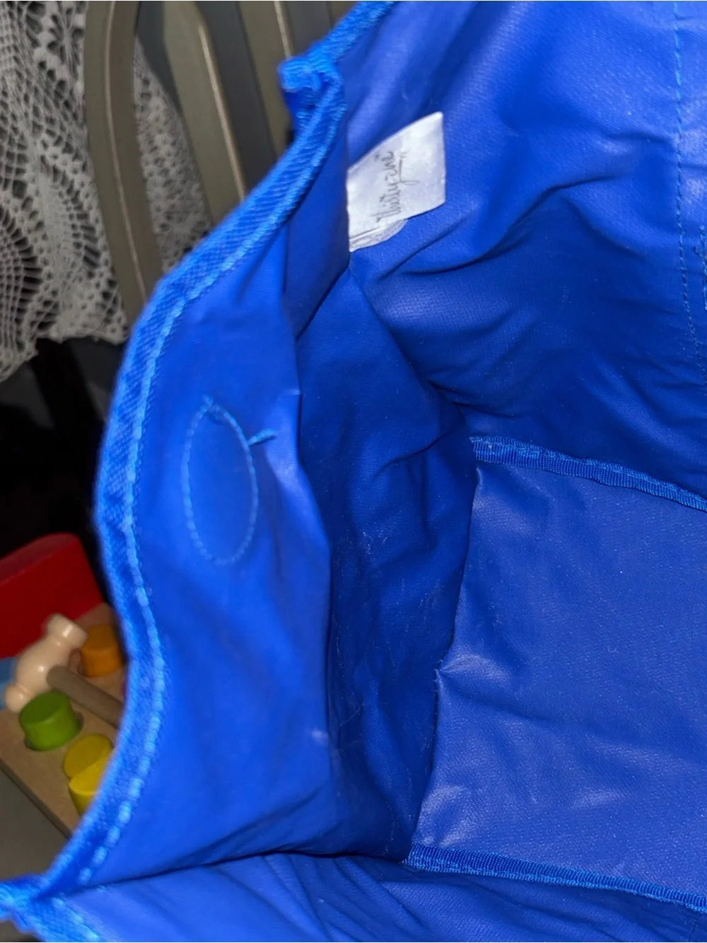 Thirty one Spirit edition . Blue Canvas Tote Bag with Striped Handles